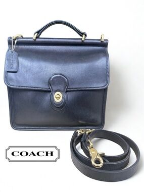 Vintage COACH Willis Bag 9927 Black Glovetanned Leather Crossbody + Dust Bag